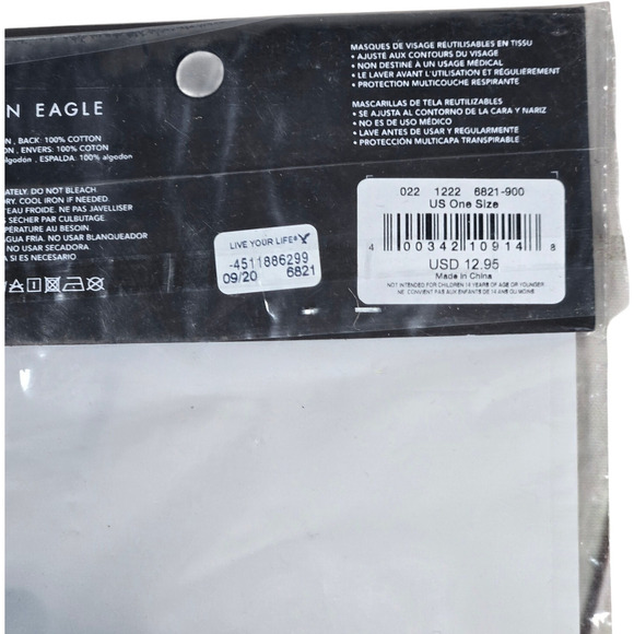 American Eagle Reusable Cloth Face Masks 3-Pack NIB - Picture 3 of 3